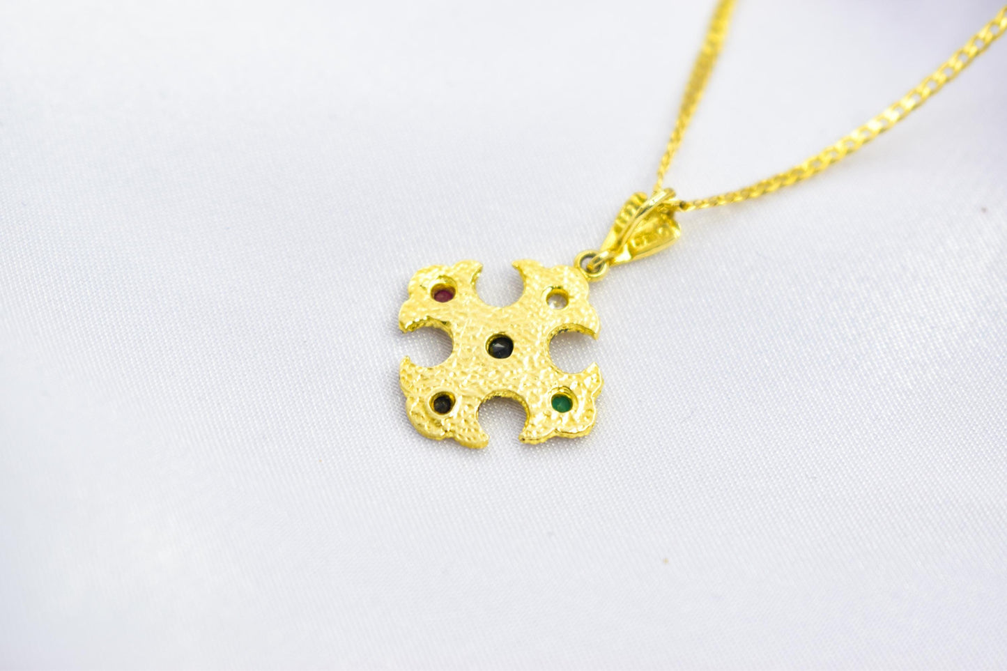 Βυζαντινός Χρυσός Σταυρός με Ζιργκόν 14Κ