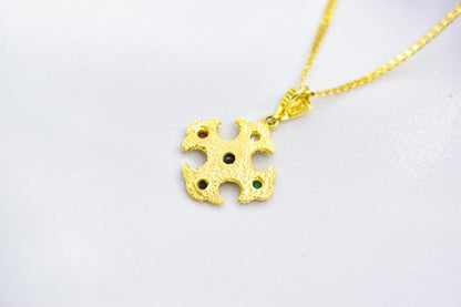 Βυζαντινός Χρυσός Σταυρός με Ζιργκόν 14Κ