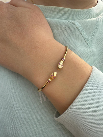 14K Snake Bracelet for Women,14K Gold Serpent Symbol Bracelet,Ancient Greek Animal Bracelet,Chinese Calendar Snake Bangle Bracelet
