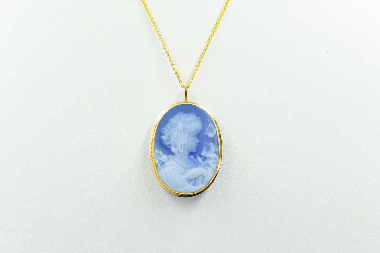 Χρυσό Καμέο σε Μπλε Όστρακο (Μεγάλο) 14Κ