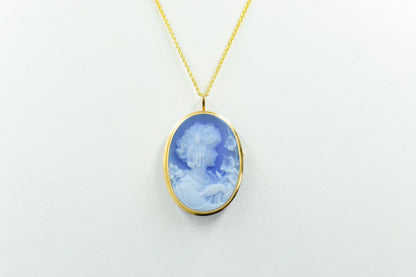 Χρυσό Καμέο σε Μπλε Όστρακο (Μεγάλο) 14Κ