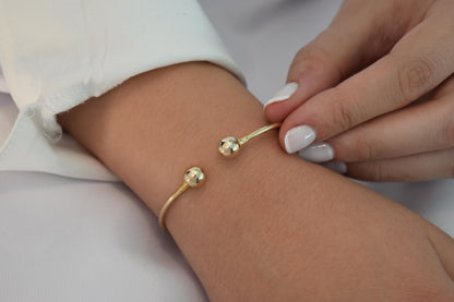 14k Gold Torque Bangle Bracelet,Gold Adjustable Ball Bracelet,14K Gold Ball Jewellery,Ball Bead Bracelet,Genuine Gold Bracelet,Gift for Her