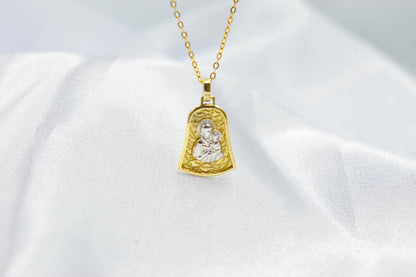 Χρυσό Φυλαχτό Παναγία Δίχρωμο Κ14