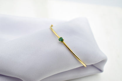 14K Gold Emerald Bangle,Emerald Bracelet,Bracelet for Women,Emerald Bezel Bracelet,May Birthstone Bracelet,Emerald Bangle For Mom & Her