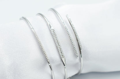 14K White Gold Diamond Bangle Bracelet, Natural Diamond VS/SI Gold Bangl,White Gold Cuff Bangle,Gold Bangle Bracelet