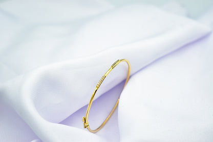 14K Gold Pave Bar Bracelet,Real Solid Gold Everyday Bracelet Women,Wedding & Engagement Dainty Line Bracelet,Stacking Bracelet Gift for Her