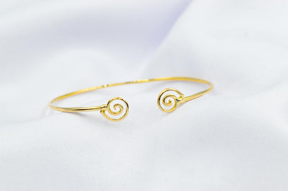 14K Gold Spiral Bracelet,Spiral Bangle,Dainty Bracelet,Greek Round Swirl,Minimal 14K Spiral Bracelet,Dainty Gold Bracelet,Circle of Life