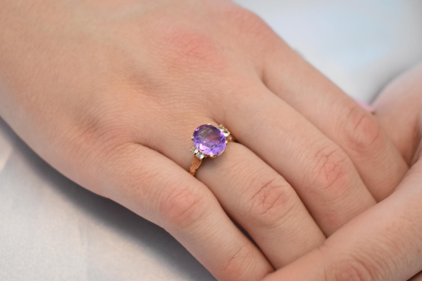 14K Solid Gold Amethyst Ring,Amethyst Stackable Ring,Wedding Stacking Ring,14K Amethyst Ring,Natural Amethyst,Ring for Women,Gift for Her