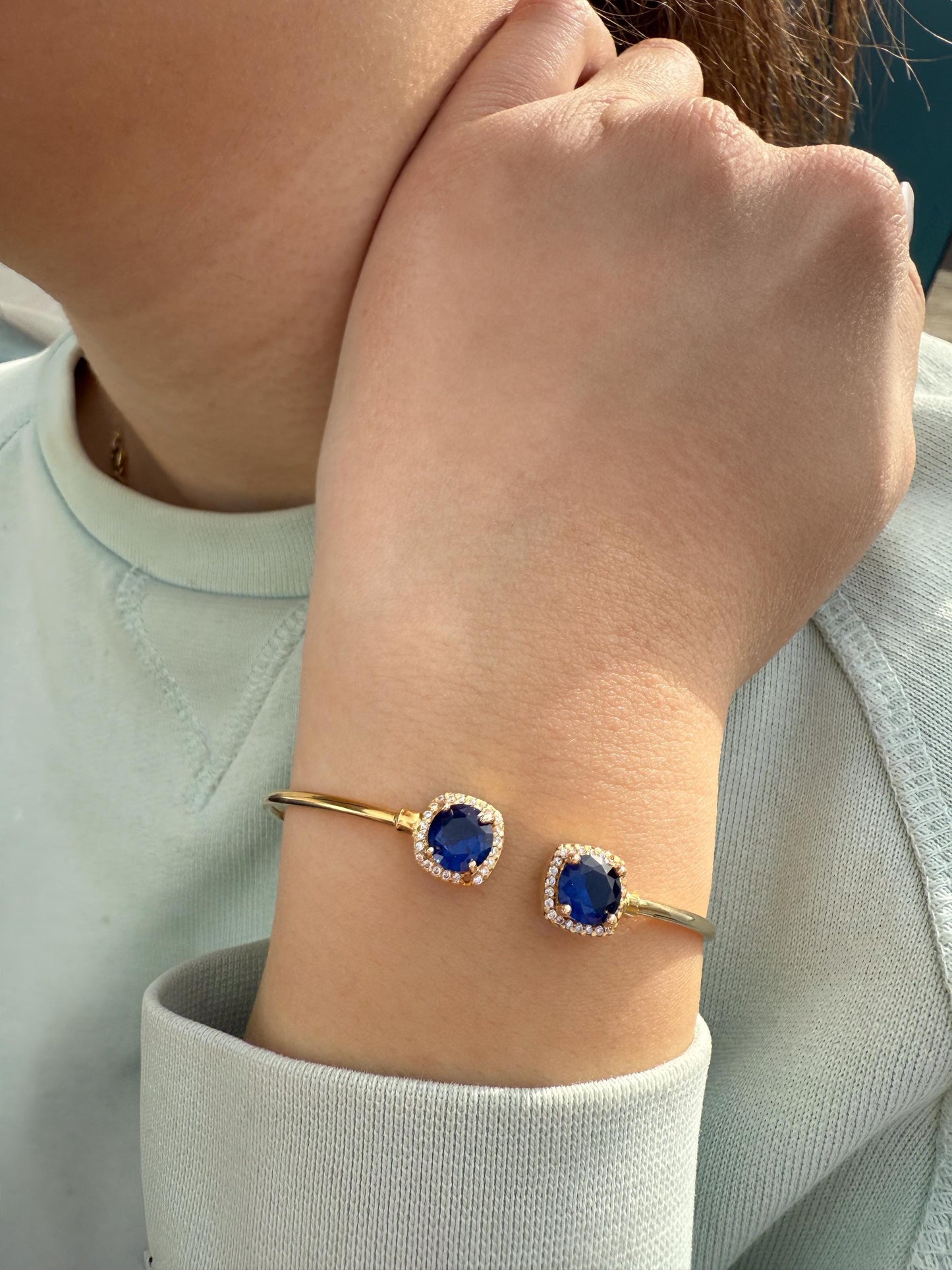 14K Gold Princess Inspired Large Blue Rosettes Bracelet,Wedding & Engagement Bracelet,Exclusive Premium Bracelet,Gift for Her