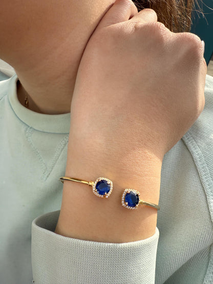 14K Gold Princess Inspired Large Blue Rosettes Bracelet,Wedding & Engagement Bracelet,Exclusive Premium Bracelet,Gift for Her
