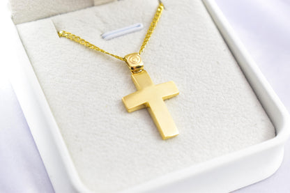 Ανδρικοί Σταυροί 14K Solid Gold Textured Cross Pendant Necklace,Unisex Religious Jewelry,Elegant Cross Necklace,Solid Gold Pendant Cross,Matte & Satin Finish