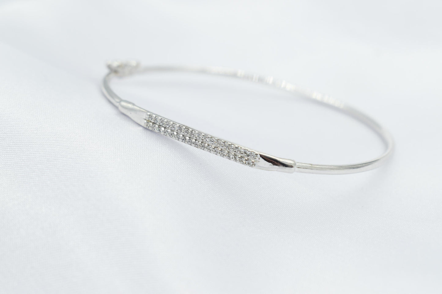 14K White Gold Diamond Bangle Bracelet, Natural Diamond VS/SI Gold Bangl,White Gold Cuff Bangle,Gold Bangle Bracelet