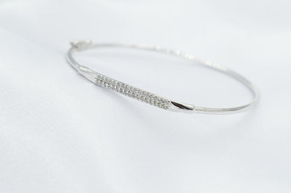 14K White Gold Diamond Bangle Bracelet, Natural Diamond VS/SI Gold Bangl,White Gold Cuff Bangle,Gold Bangle Bracelet