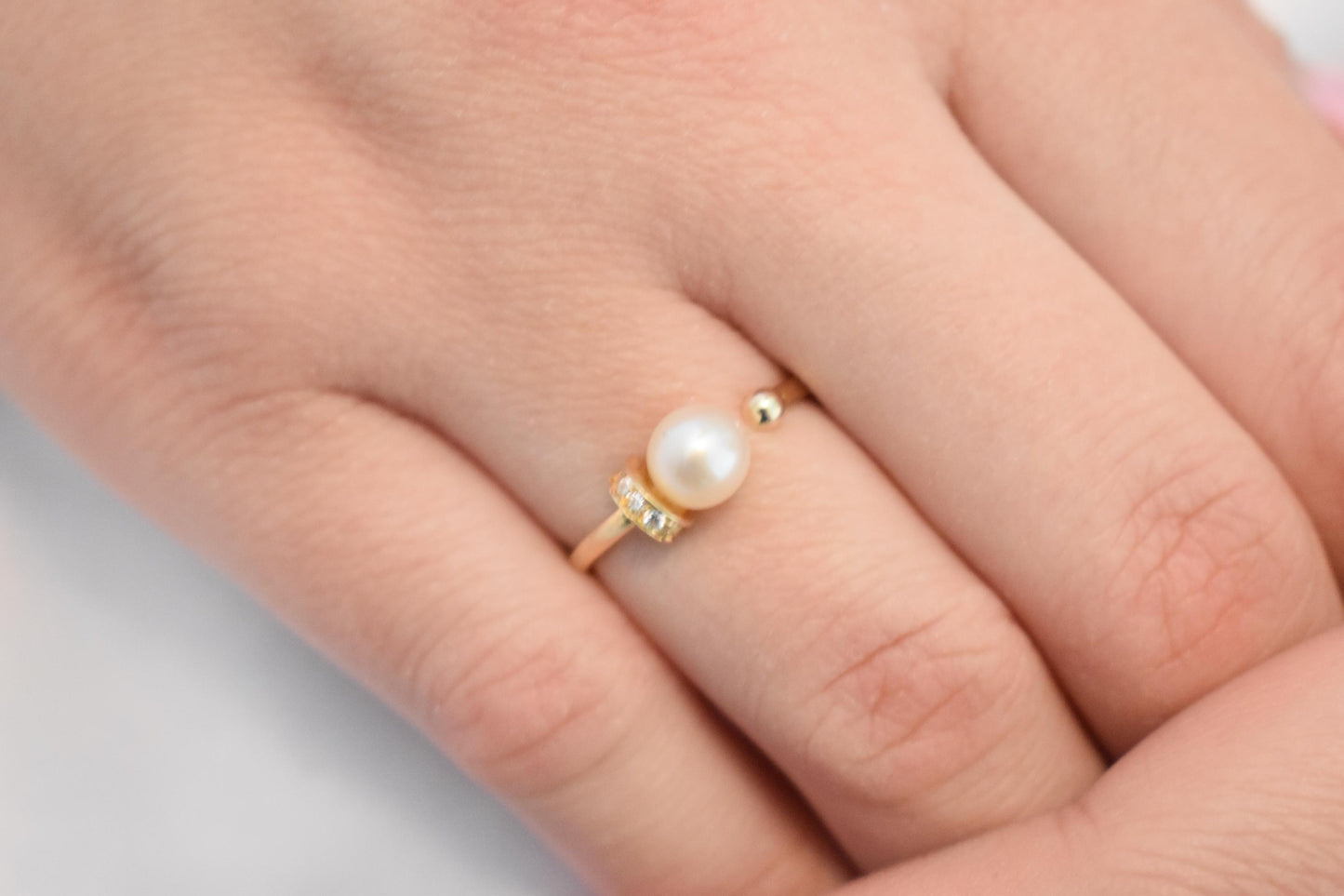 Χειροποίητο Δαχτυλίδι με Μαργαριτάρι και Ζιργκόν Κ14