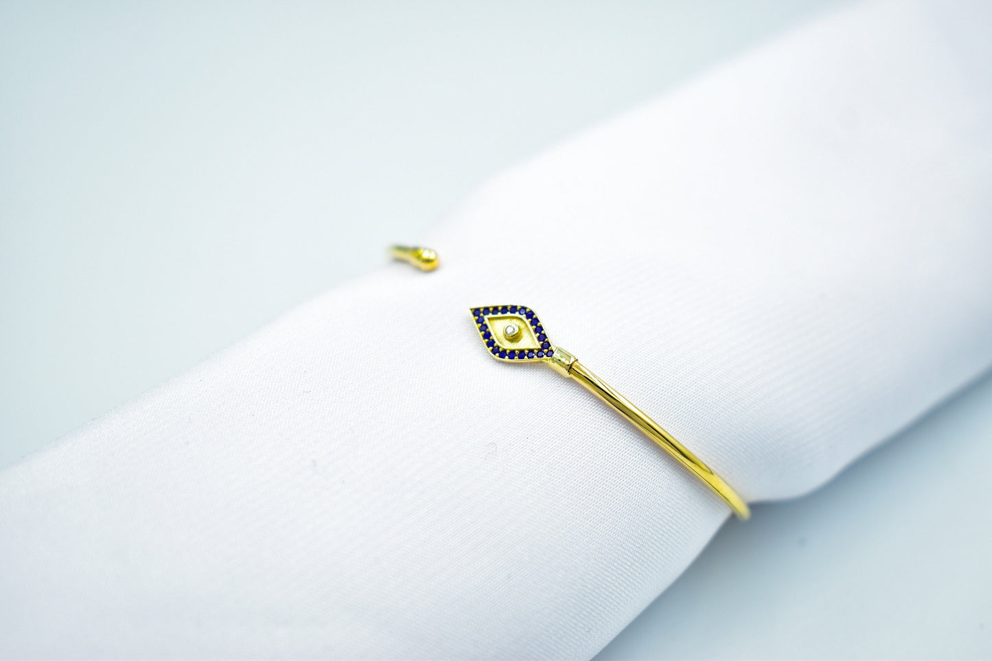 14K Evil Eye Bangle,14K Gold Blue Bangle,14K Protective Jewelry,Evil Eye Bangle,Design, Handcrafted Beauty,Gold Bracelet,Gift for Mom & Her