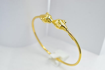 14K Gold Panther Bracelet, Solid Gold Bangle, Panther Head Cuff, Unisex Gold Bracelet, Statement Jewelry, Luxury Gift for Him or Her