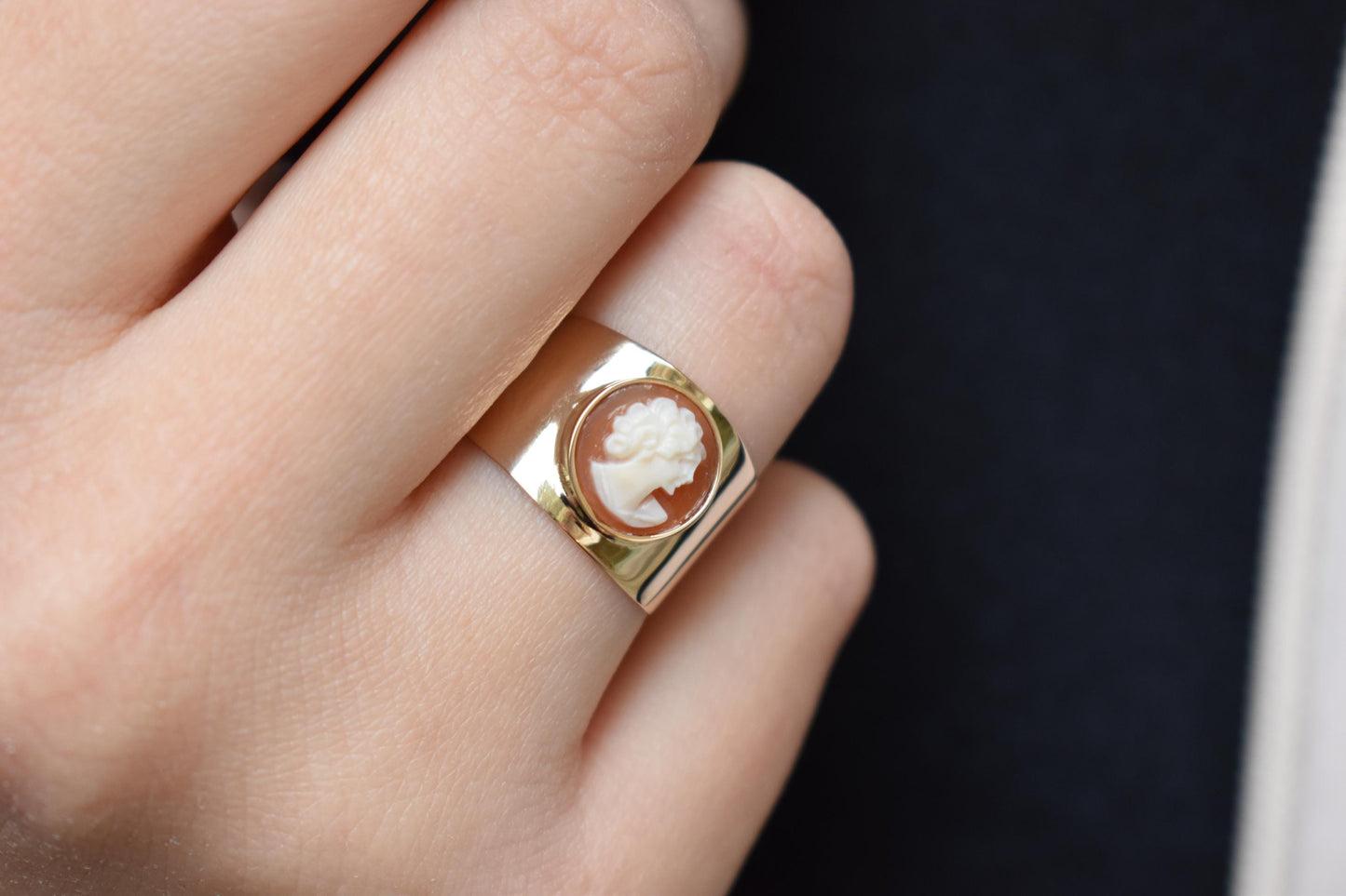 14K Gold Natural Cameo Handmade Ring,Handcrafted Cameo Ring,Vintage Exclusive Jewellery,Victoria Cameo Ring,Gift for Mom & Her