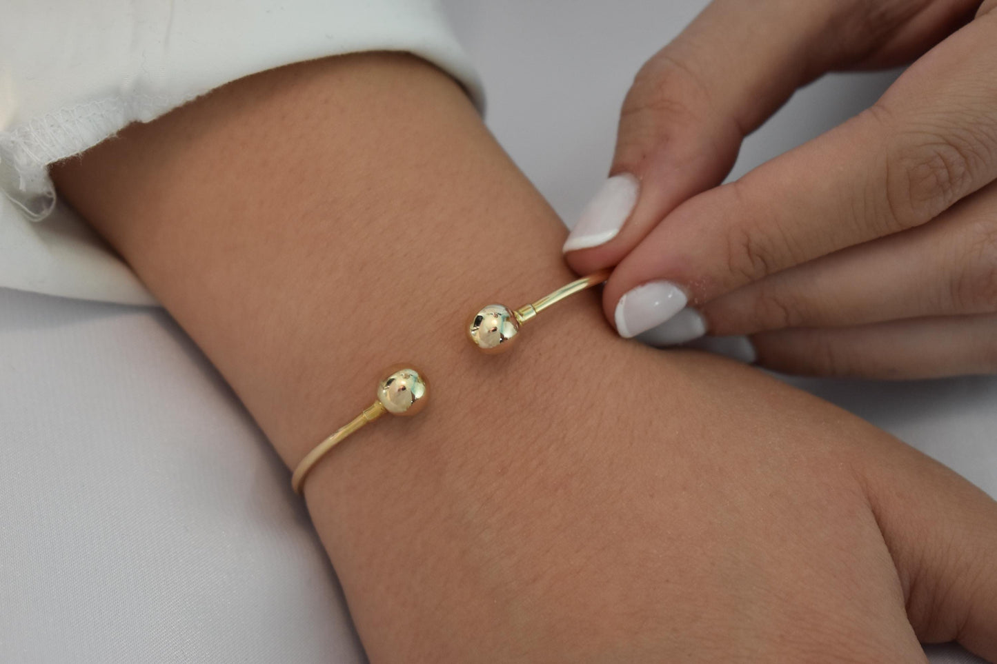14k Gold Torque Bangle Bracelet,Gold Adjustable Ball Bracelet,14K Gold Ball Jewellery,Ball Bead Bracelet,Genuine Gold Bracelet,Gift for Her