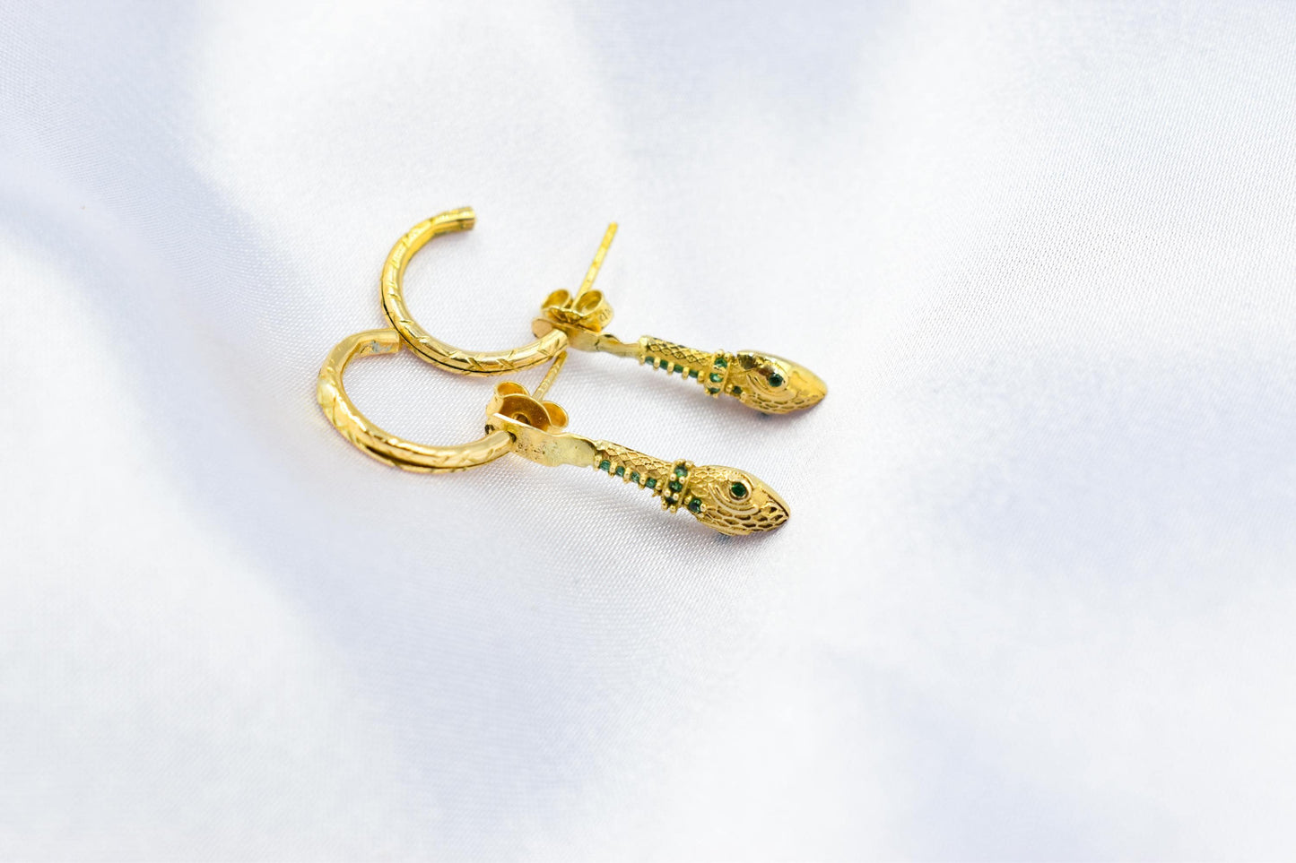 Διπλά Σκουλαρίκια Φίδι με Ζιργκόν Κ14