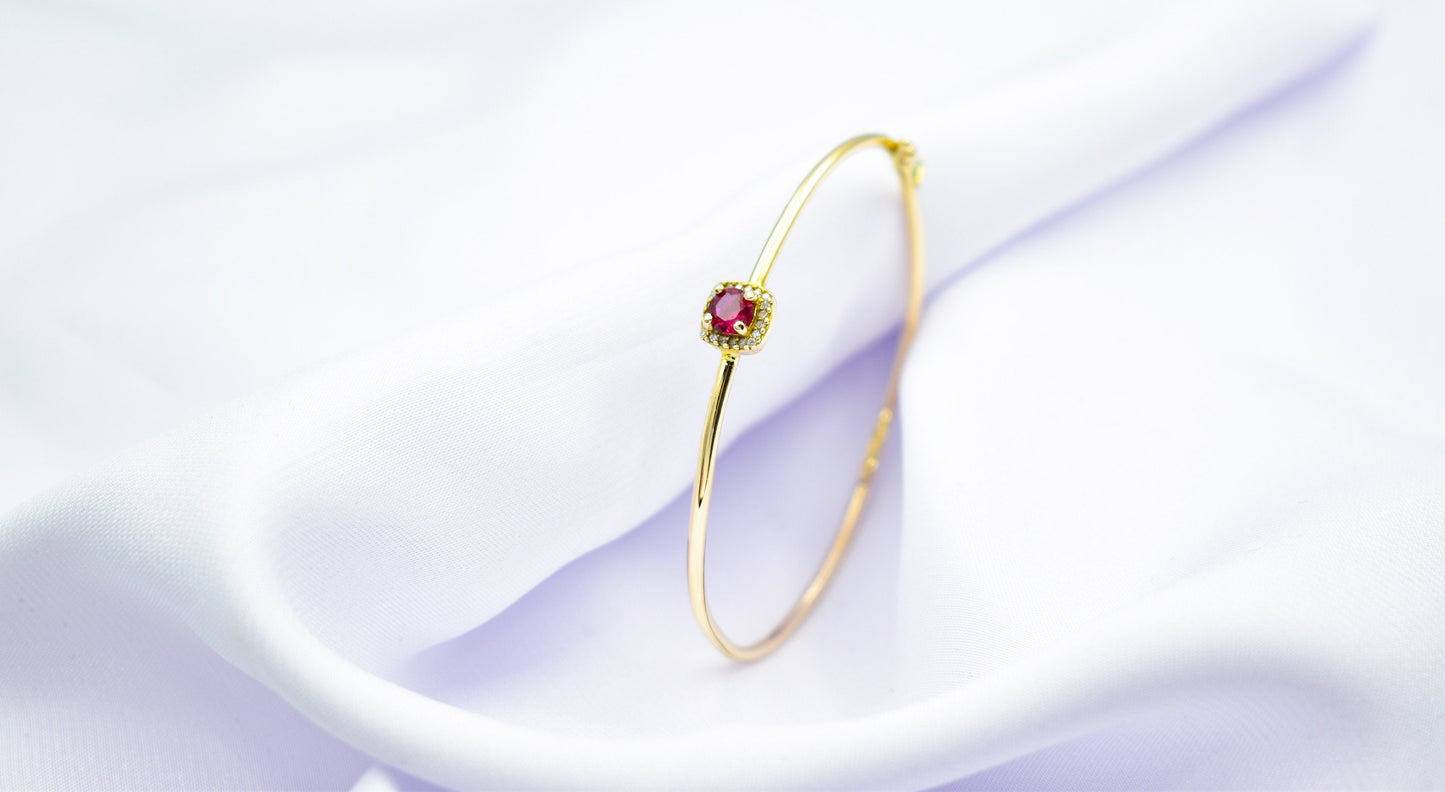 14K Gold Bangle Bracelet,Dainty Bracelet,Stackable Gold Bracelet,Personalized Bangle,Dainty Gemstone Bracelet,Cuff Bangle for Mom & Her