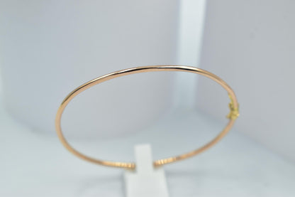 14K Rose Gold Bangle, Solid Gold Thin Bracelet, Elegant Rose Gold Jewellery for Women, Dainty Gold Bangle, Minimalist Real Gold Bracelet