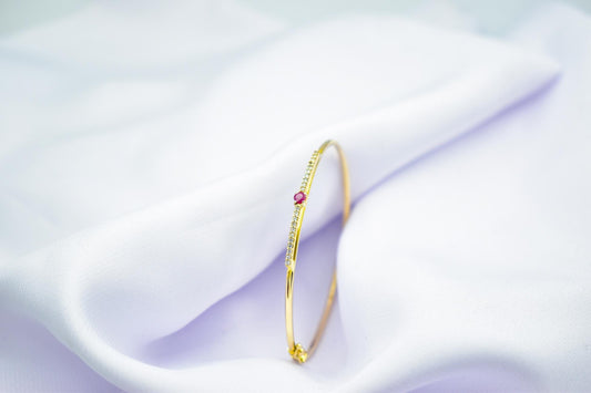 14K Gold Ruby Bangle Bracelet,Gold Ruby Bracelet,Birthstone Bracelet,Ruby Bracelet,Dainty Adjustable Bracelet,Gift for Mom & Her