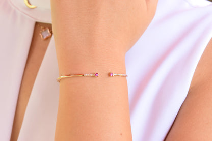 14K Gold Diamond VS/SI Bangle Bracelet,Ruby Gold Bangle Bracelet,Minimalist Bangle Bracelet,Plain Bangle,Bangle,Bracelet for Women,Mom Gift