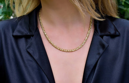 14K Gold Miami Curb Link Chain 14K,Dainty Thick Gold Chain,Chunky Necklace,Gold Necklace Choker,Man-Women Chain Necklace