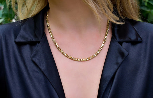 14K Gold Miami Curb Link Chain 14K,Dainty Thick Gold Chain,Chunky Necklace,Gold Necklace Choker,Man-Women Chain Necklace