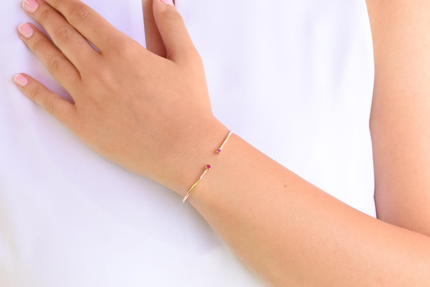 14K Gold Diamond VS/SI Bangle Bracelet,Ruby Gold Bangle Bracelet,Minimalist Bangle Bracelet,Plain Bangle,Bangle,Bracelet for Women,Mom Gift