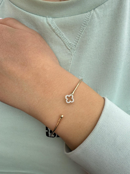 14K Cross Bangle Bracelet,Thin Cross Zircon Bangle,Dainty Bracelet,White Cross Bracelet,Cross Gold Cuff Bangle, Exclusive Gift for Mom & Her
