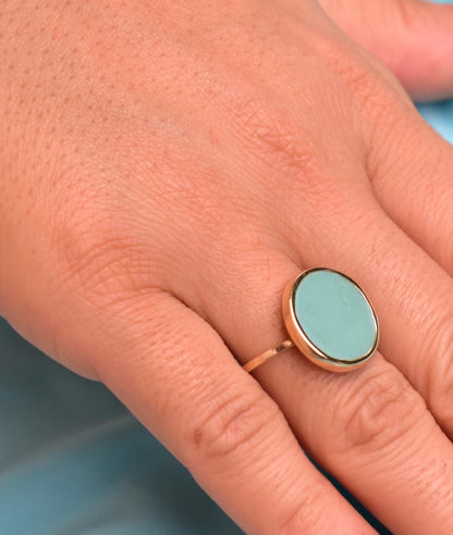 Χειροποίητο δαχτυλίδι με Τιρκουάζ Σμάλτο Κ14