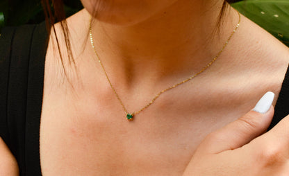 Κολιέ Μονόπετρο Ορυκτό Σμαράγδι 14Κ