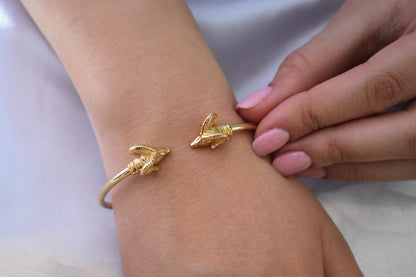 14K Solid Gold Ram Bangle,Ancient Greece Jewel,Aries Gold Bracelet,Ram Handcrafted Gold Bangle,Bangle Gift,Fine Jewelry,Gold Animal Bracelet