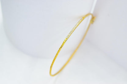 14K Gold Hammered Bar Bracelet,VVS1 Diamond or Zircon Cuff,Dainty Custom Bangle, Minimalist Stacking Gold Jewellery Gift for Her