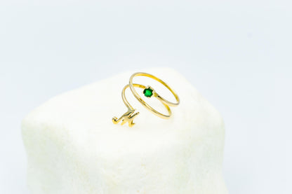 14K Personalized Solid Handmade Gold Ring,Custom Monogram Jewelry,Monogram Design Gold Ring,Unique Birthstone,Forever Custom Gift for Her