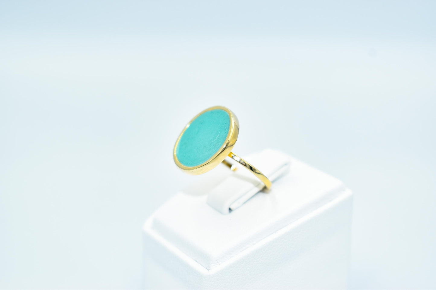 Χειροποίητο δαχτυλίδι με Τιρκουάζ Σμάλτο Κ14