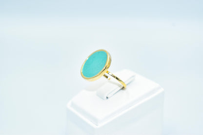 Χειροποίητο δαχτυλίδι με Τιρκουάζ Σμάλτο Κ14