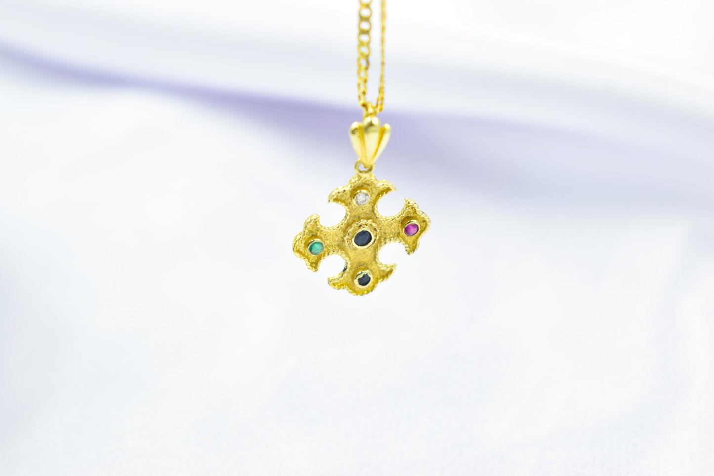 Βυζαντινός Χρυσός Σταυρός με Ζιργκόν 14Κ