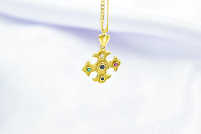 Βυζαντινός Χρυσός Σταυρός με Ζιργκόν 14Κ