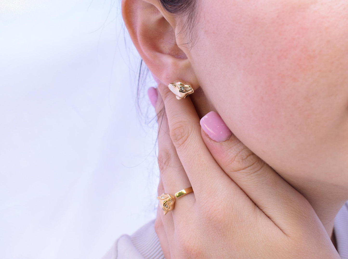 Σκουλαρίκια Πάνθηρας με Διαμάντια Κ18