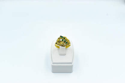 18K Gold Emerald Ring, Elegance Handmade Ring,Classic Emerald Ring,Emerald Statement Ring,Timeless Gift,Emerald Jewellery,Vintage 18K Ring