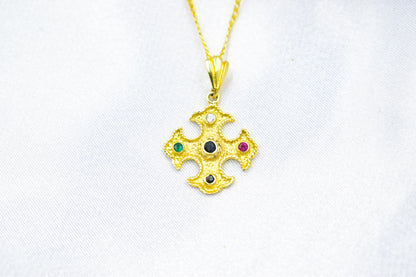 Βυζαντινός Χρυσός Σταυρός με Ζιργκόν 14Κ