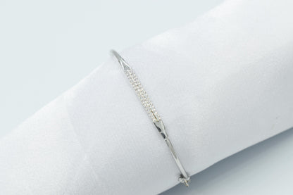 14K White Gold Diamond Bangle Bracelet, Natural Diamond VS/SI Gold Bangl,White Gold Cuff Bangle,Gold Bangle Bracelet