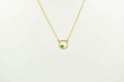 Κολιέ Κύκλος με Ορυκτό Σμαράγδι 14Κ