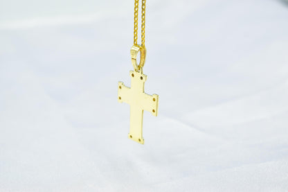 γυναικα 14K Gold Cross Pendant with Cubic Zirconia – Solid Gold Religious Necklace for Men & Women, Elegant Baptism Gift, Christian Jewelry