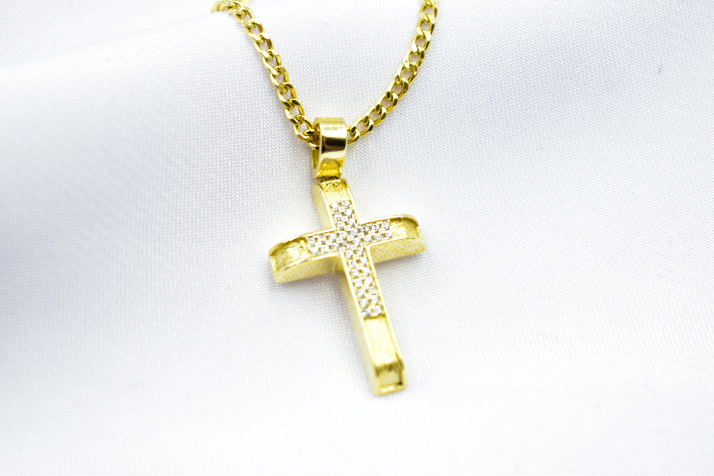 γυναικα 14K Solid Gold Cross Necklace Sparkling Zircon Stones,Elegant Christian Pendant, Religious Gold Cross,14K Gold Cross Charm,Necklace Cross