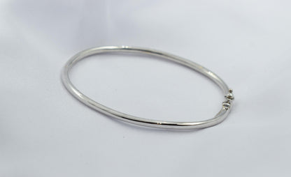 14k Thick White Gold Classic Bangle Slip on Bracelet,Stacking White Gold Bangle,Elegance Minimalist Bangle Bracelet,Bangle,14K Gold Bangle