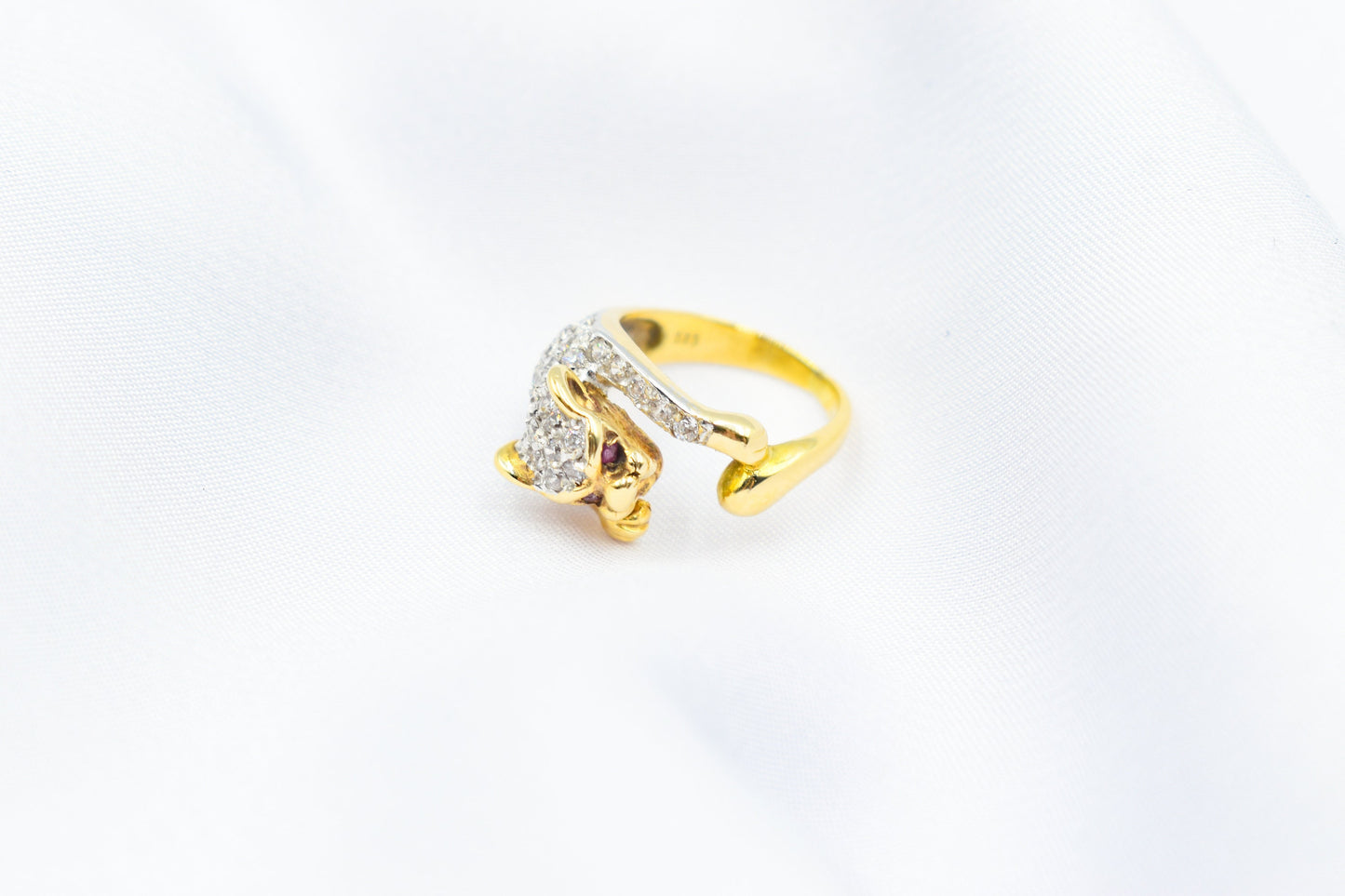 Χειροποίητο Δαχτυλίδι Πάνθηρας Pavé με Ζιργκόν & Ρουμπίνια