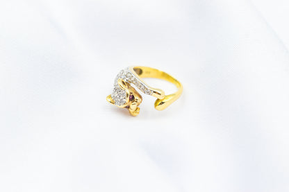 Χειροποίητο Δαχτυλίδι Πάνθηρας Pavé με Ζιργκόν & Ρουμπίνια